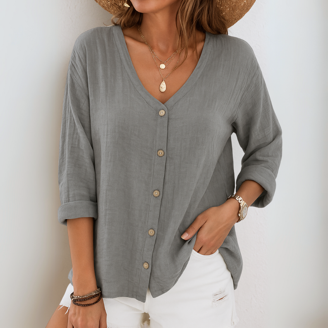 Eirlys – Summer Linnen Blouse With Button