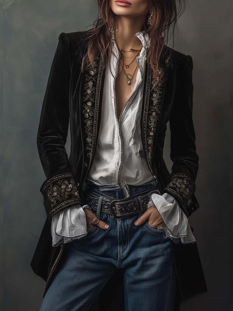 Vintage Velvet Embroidered Jacket