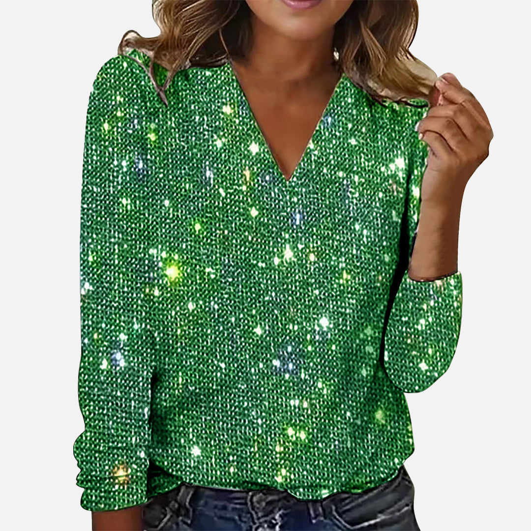 Jade |  V-Neck Diamond Blouse