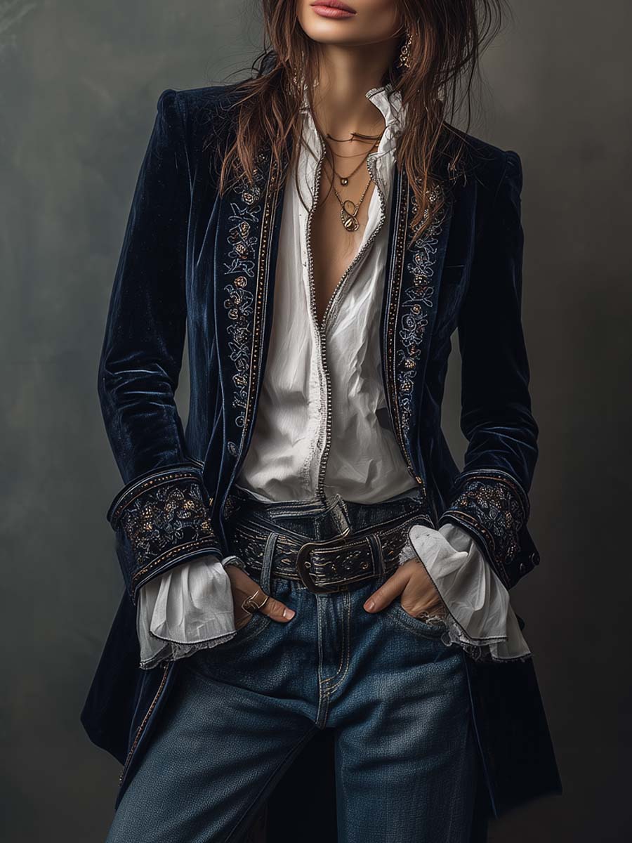Vintage Velvet Embroidered Jacket