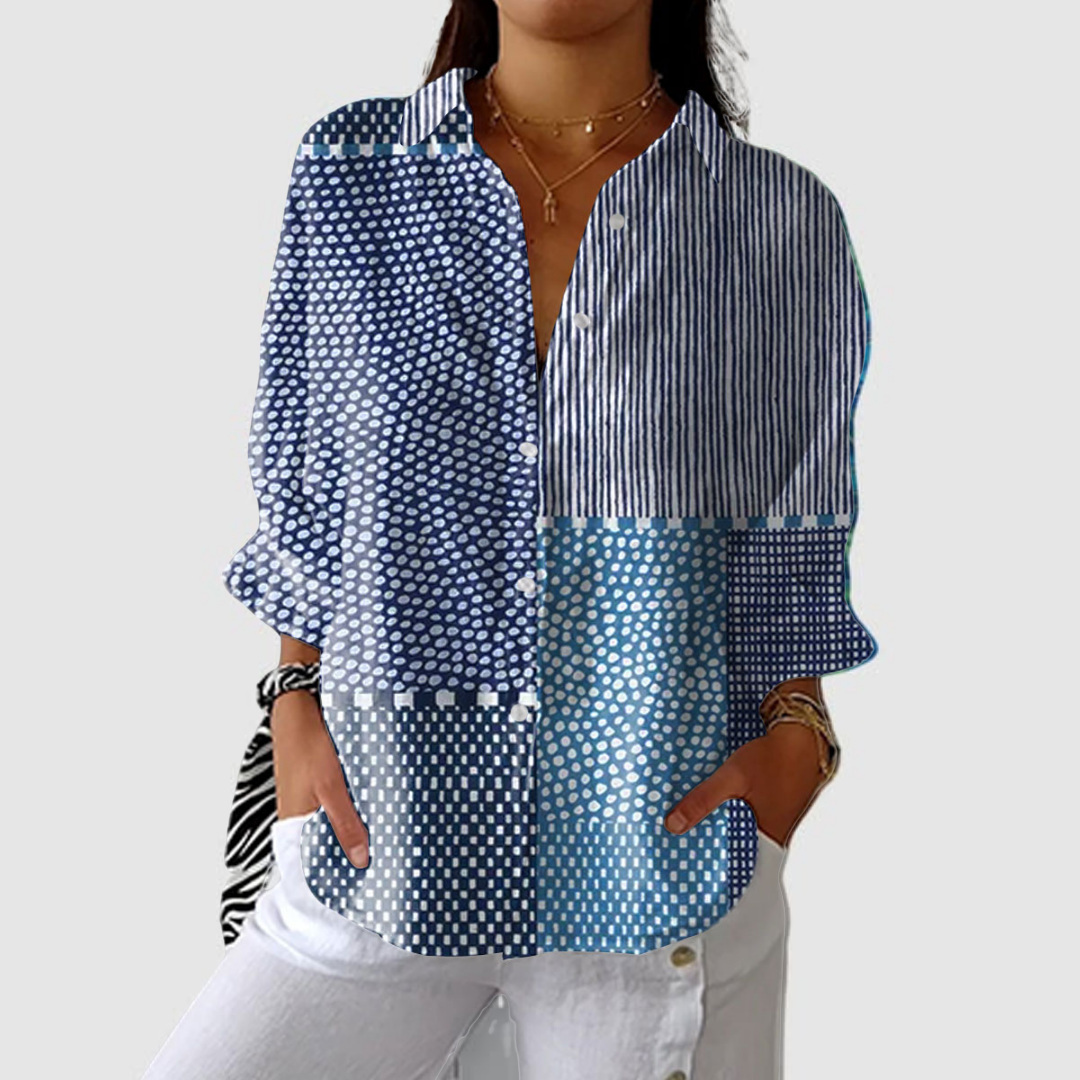 Fiora | Ocean Patchwork Blouse