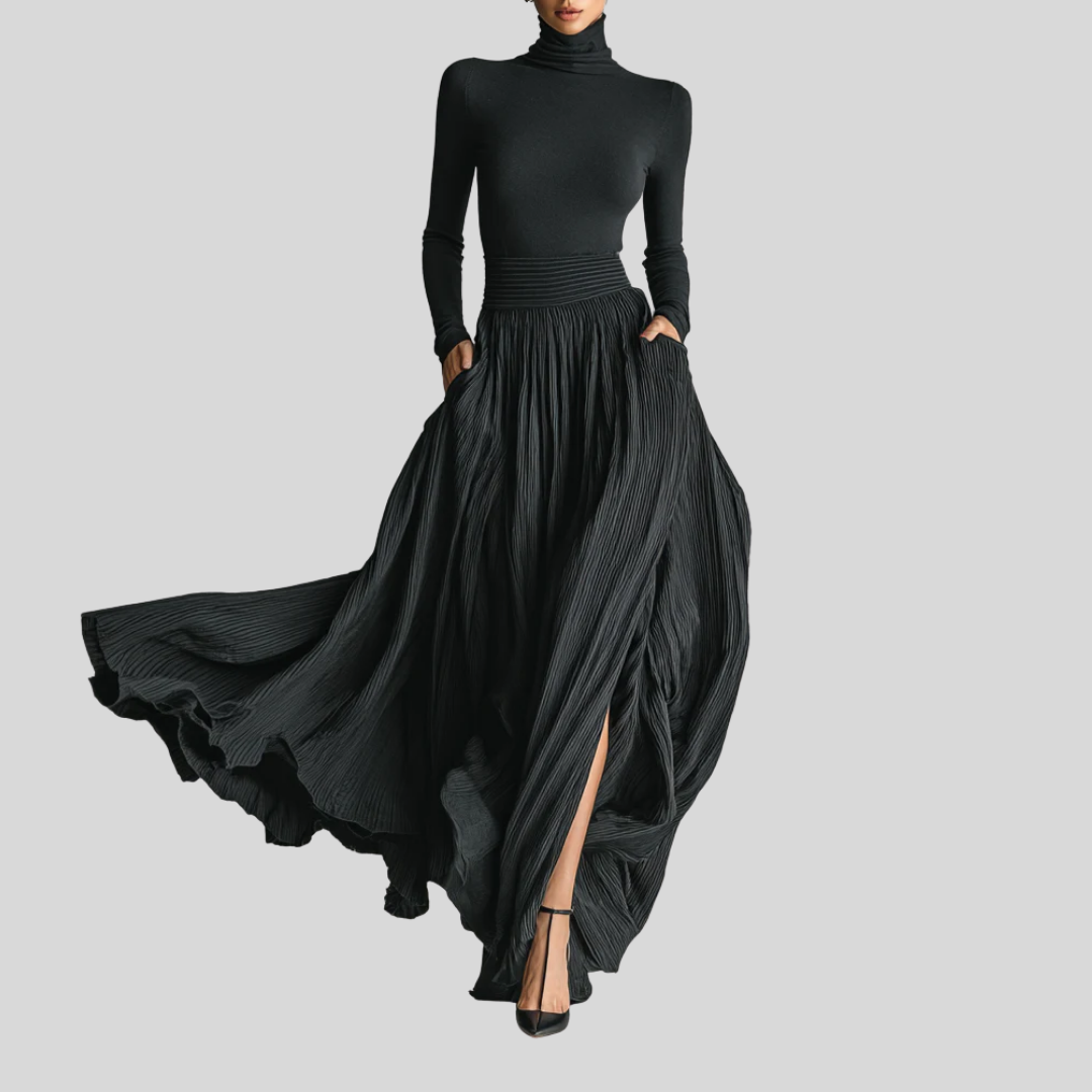Elegant Pleated Maxi Skirt