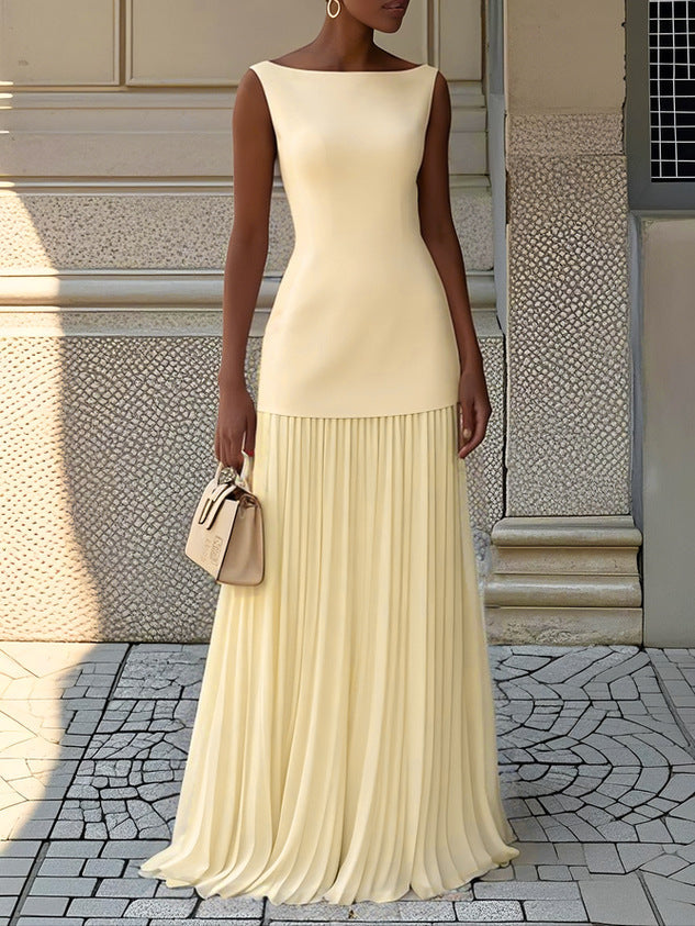 Rowina | Sleeveless Pleated Maxi Dress