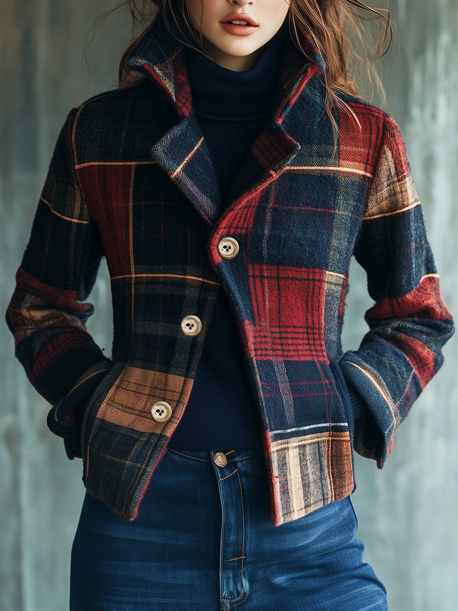 Joyce | Plaid Pattern Woolen Jacket